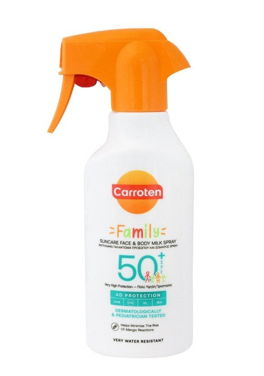 Carroten Family Слънцезащитно мляко за лице и тяло спрей SPF50+