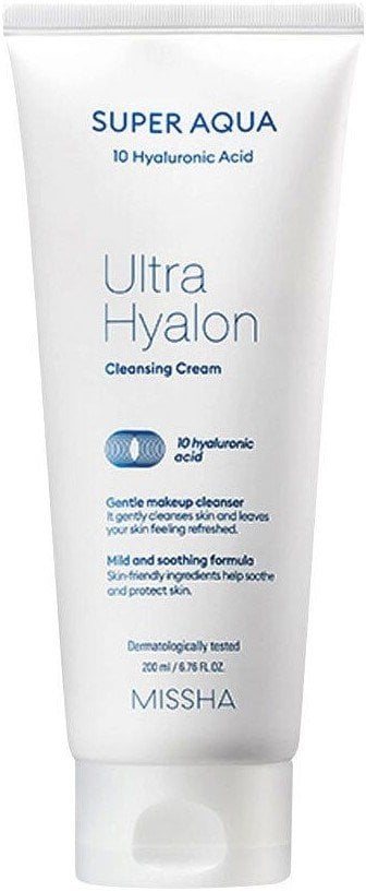 Missha Super Aqua 10x Hyaluronic Acid Ultra Hyalon Почистващ крем за лице