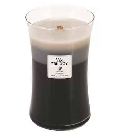 WoodWick Warm Woods Trilogy Ароматна свещ с дървен фитил