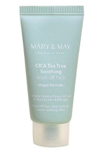 Mary & May Cica Tea Tree Soothing Wash Off Pack Успокояваща глинена маска за лице с азиатска центела