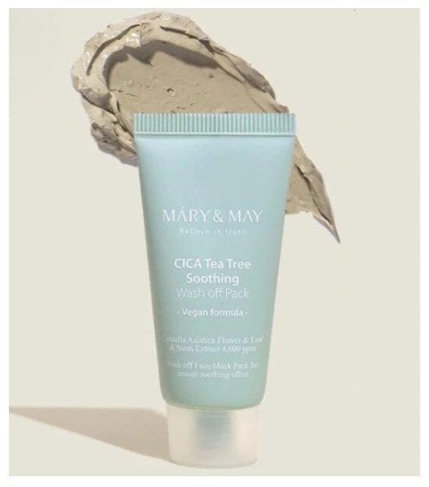Mary & May Cica Tea Tree Soothing Wash Off Pack Успокояваща глинена маска за лице с азиатска центела