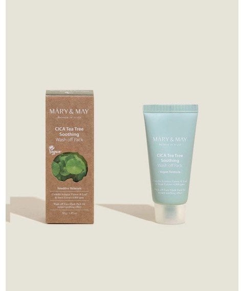Mary & May Cica Tea Tree Soothing Wash Off Pack Успокояваща глинена маска за лице с азиатска центела