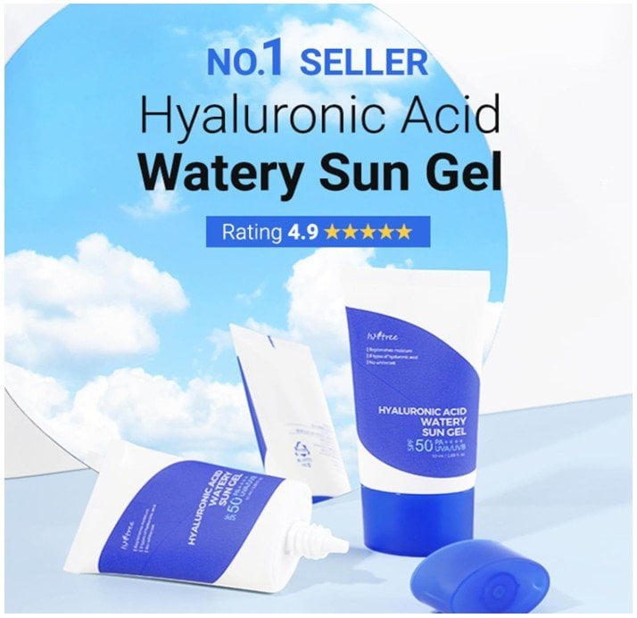 Isntree Hyaluronic Acid Watery Sun Gel слънцезащитен крем за лице със SPF50+