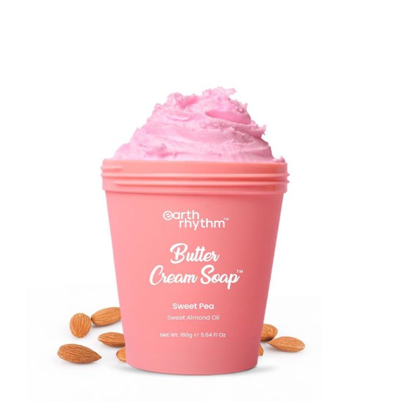 EARTH RHYTHM Sweet Pea Butter Cream Soap Почистващ крем за тяло с масло от ванилия
