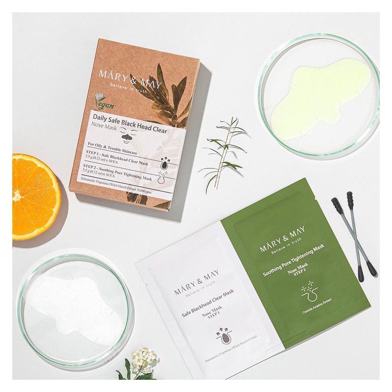 Mary & May Daily Safe Black head Clear Nose Mask Двустепенна маска за нос