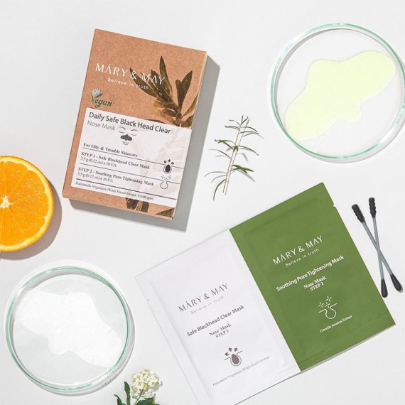 Mary & May Daily Safe Black head Clear Nose Mask Двустепенна маска за нос