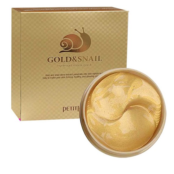 Petitfee Gold and Snail Eye Patches, 60buc хидрогел пачове за очи със злато и охлювен секрет, 60 бр.