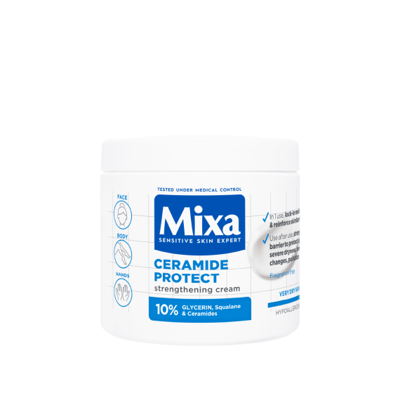 Mixa Ceramide Protect Укрепващ крем за лице, тяло и ръце за много суха кожа