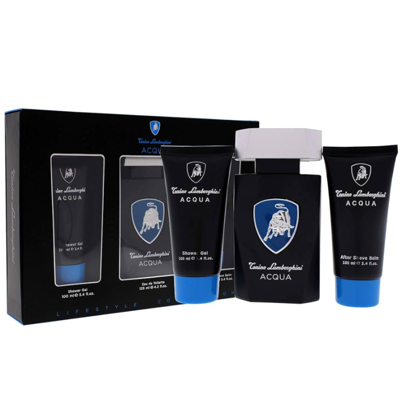 Lamborghini Acqua Подаръчен комплект за мъже, Размер EDT 125 ml + афтършейв 100 ml + душ гел 100 ml