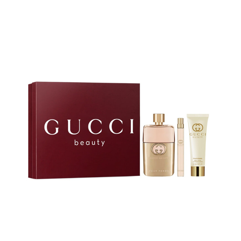 Gucci Guilty Подаръчен комплект за жени, Размер EDP 90 ml + EDP 10 ml + 50 ml лосион за тяло
