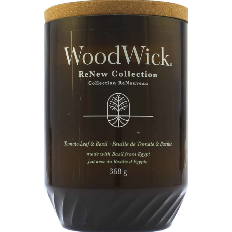 WoodWick Renew Tomato Leaf & Basil Ароматна свещ