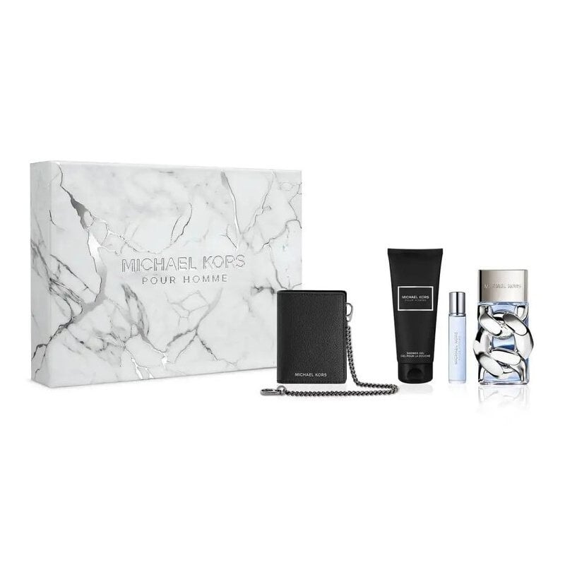 Michael Kors Pour Homme Подаръчен комплект за мъже, Размер EDP 100 ml + EDP 10 ml + 100 ml душ гел + портмоне за карти