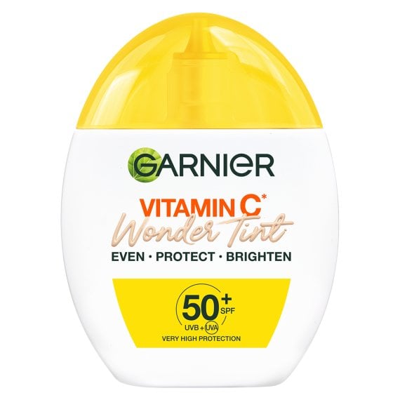 Garnier Skin Naturals Vitamin C Wonder Tint SPF 50+ Слънцезащитен крем за лице за изравняване на тена