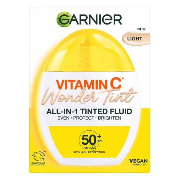 Garnier Skin Naturals Vitamin C Wonder Tint SPF 50+ Слънцезащитен крем за лице за изравняване на тена