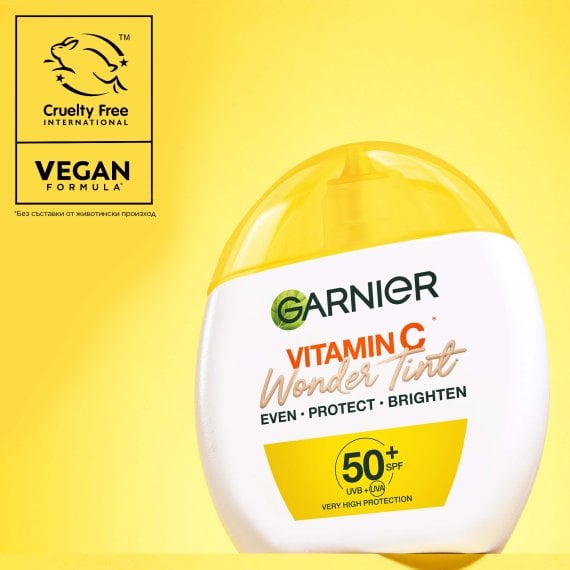 Garnier Skin Naturals Vitamin C Wonder Tint SPF 50+ Слънцезащитен крем за лице за изравняване на тена