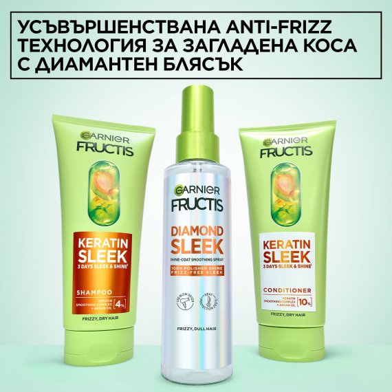 Garnier Fructis Keratin Sleek Shampoo Шампоан за суха и трудна за оформяне коса
