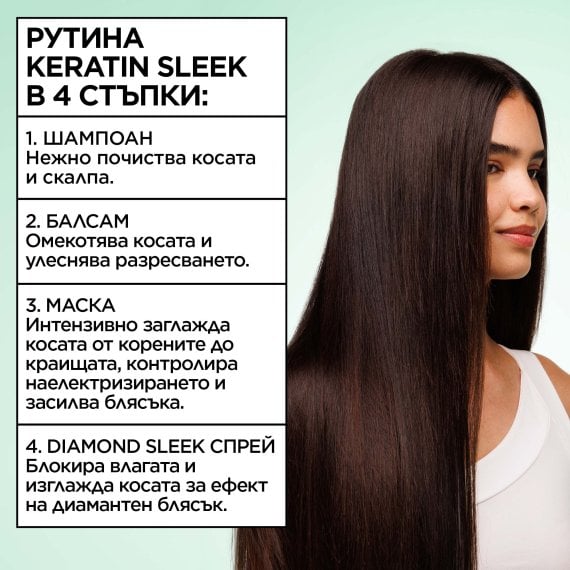 Garnier Fructis Keratin Sleek Hair Conditioner Балсам за суха и трудна за оформяне коса