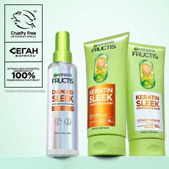 Garnier Fructis Keratin Sleek Hair Conditioner Балсам за суха и трудна за оформяне коса