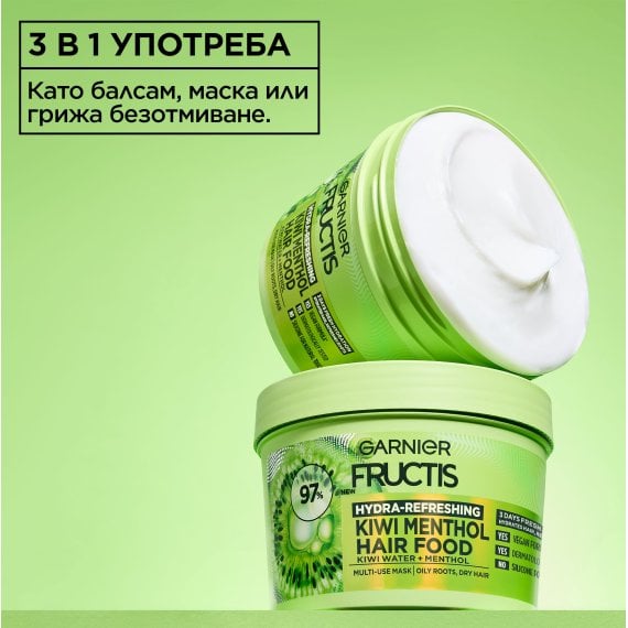 Garnier Fructis Hair Food Kiwi Menthol Mask Маска за суха коса