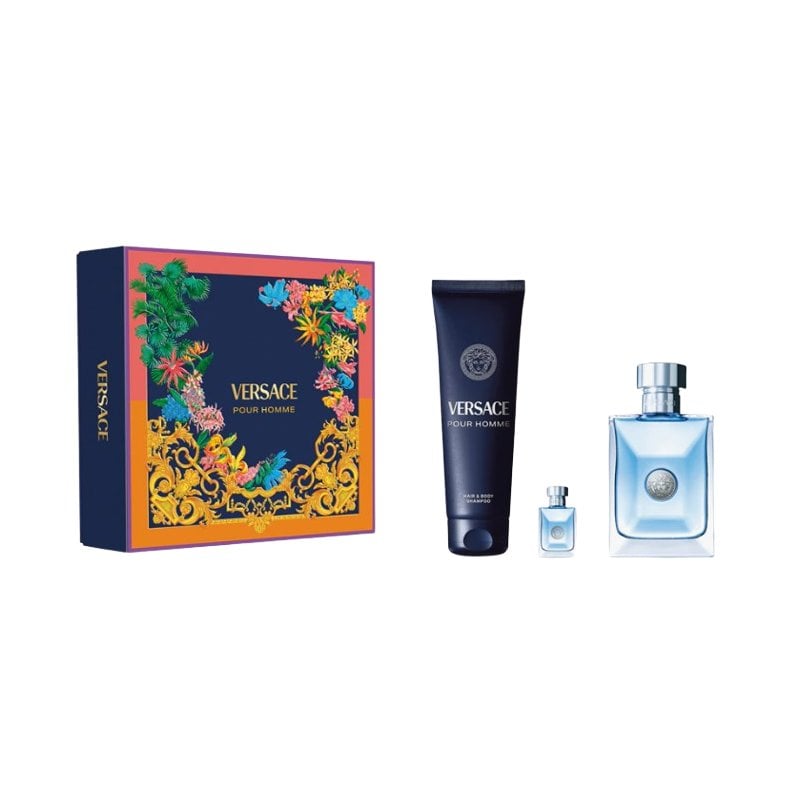 Versace Pour Homme подаръчен комплект за мъже, Размер EDT 100 ml + EDT 5 ml + 150 ml душ гел