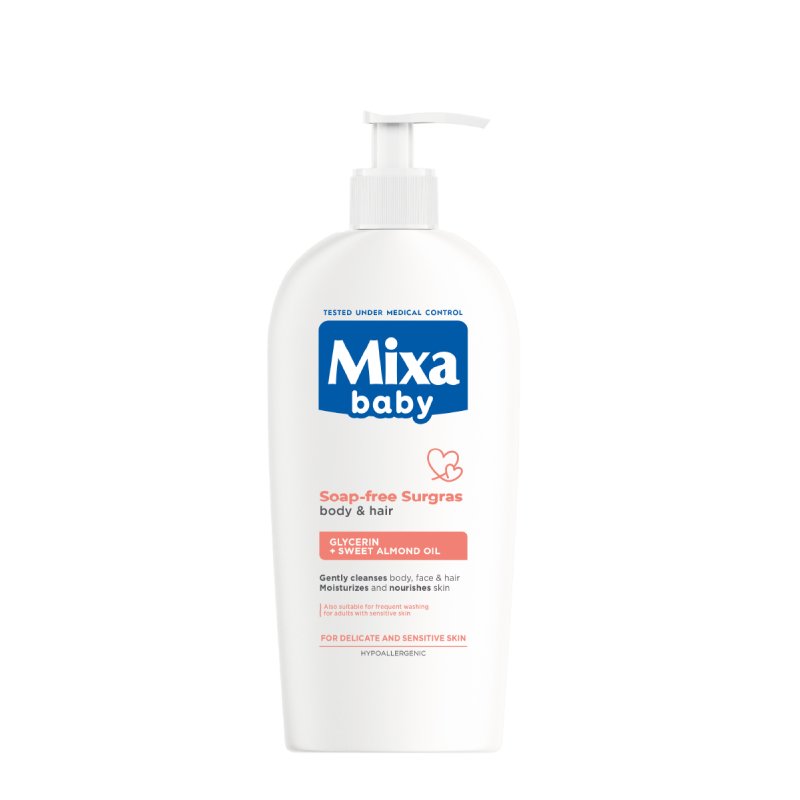 Mixa Baby Soap-Free Surgras Body & Hair gel Бебешки душ гел за коса и тяло