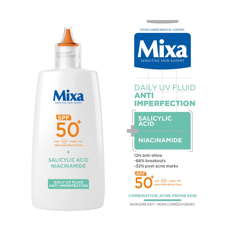 Mixa Anti-Imperfection Daily UV Fluid SPF 50+ Флуид против кожни несъвършенства с UV