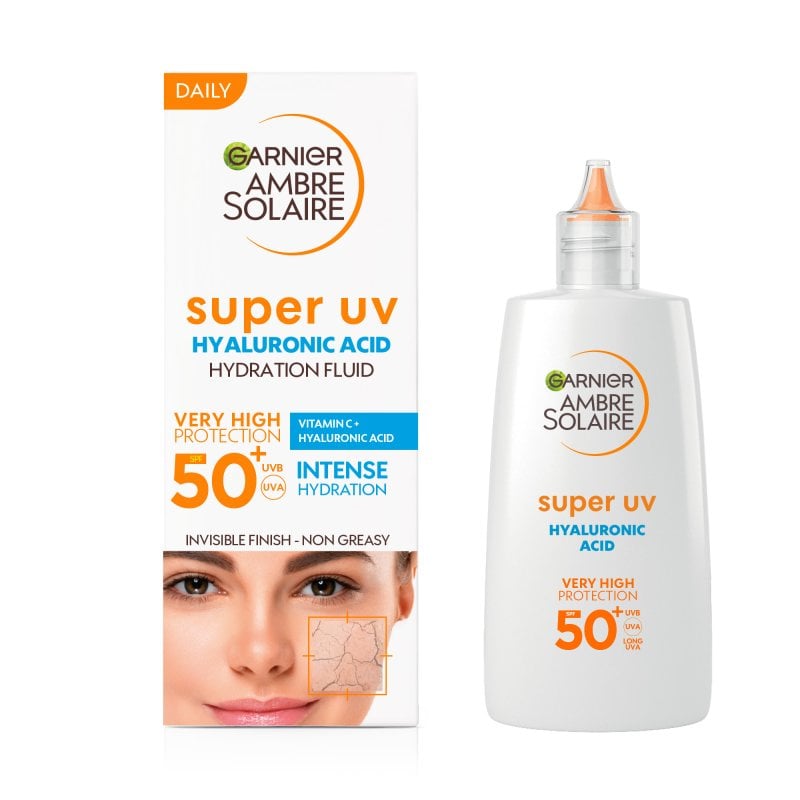 Garnier Ambre Solaire Super UV Fluid SPF 50+ Флуид за лице с хиалурон