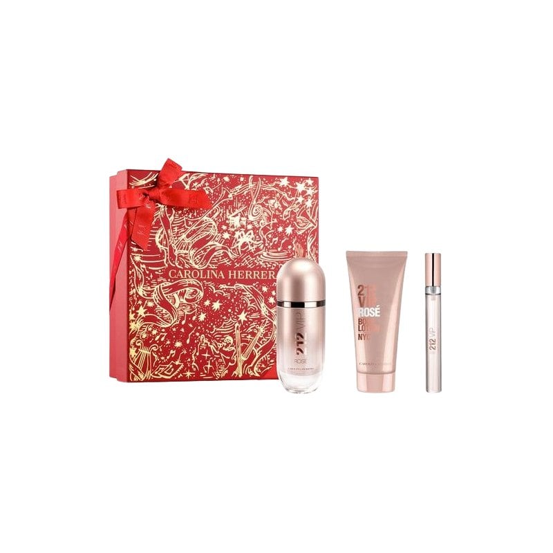 Carolina Herrera 212 Vip Rose подаръчен комплект за жени, Размер EDP 80 ml + 100 ml лосион за тяло + EDP 10 ml