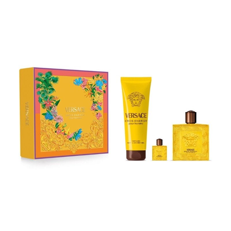 Versace Eros Energy Подаръчен комплект за мъже, Размер EDP 100 ml + EDP 5 ml + 100 ml душ гел