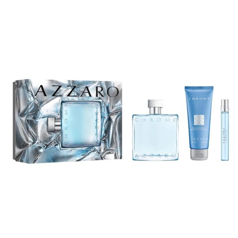 Azzaro Chrome Подаръчен комплект за мъже, Размер EDT 100 ml + 75 ml душ гел + EDT 10 ml