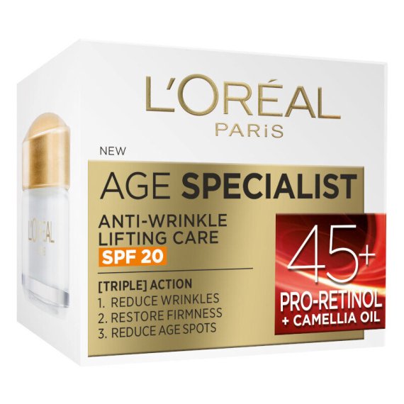 Крем за лице L'Oreal Paris Age Specialist Anti-Wrinkle 45+ Дневен крем SPF20