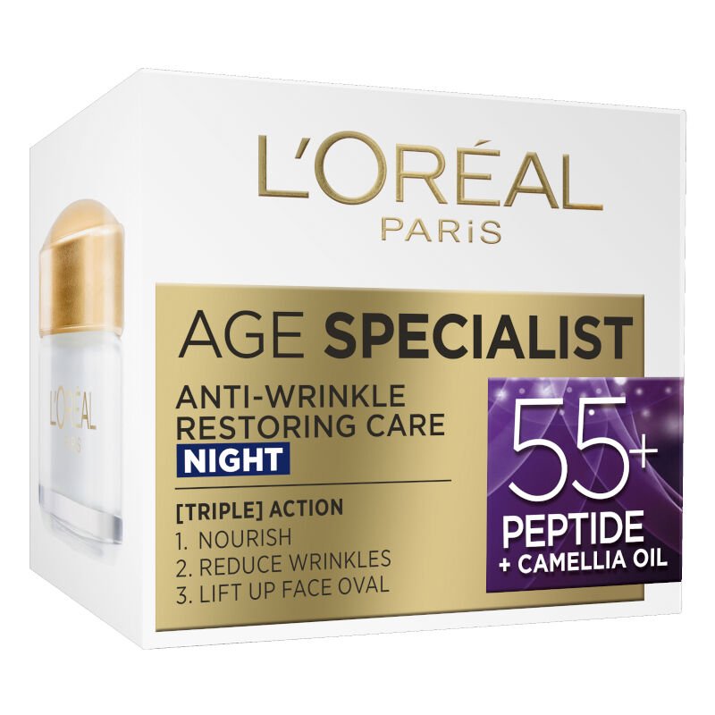 L'Oreal Paris Age Specialist 55+ Нощен крем за лице, Размер 50 ml