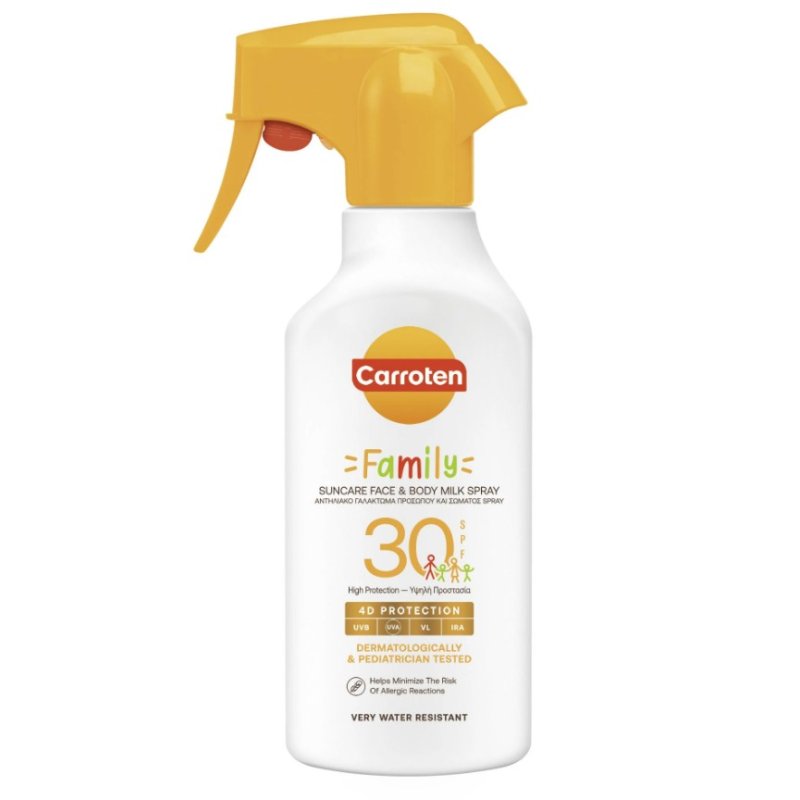 Carroten Family Carroten Слънцезащитно мляко за лице и тяло спрей SPF30