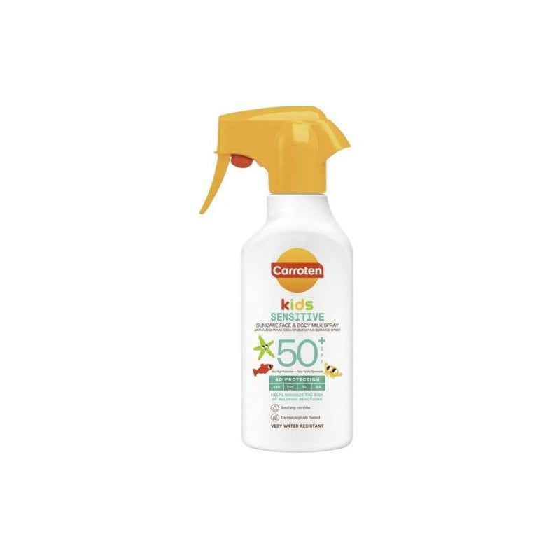 Carroten Sensitive Слънцезащитно спрей мляко за деца за лице и тяло SPF50+
