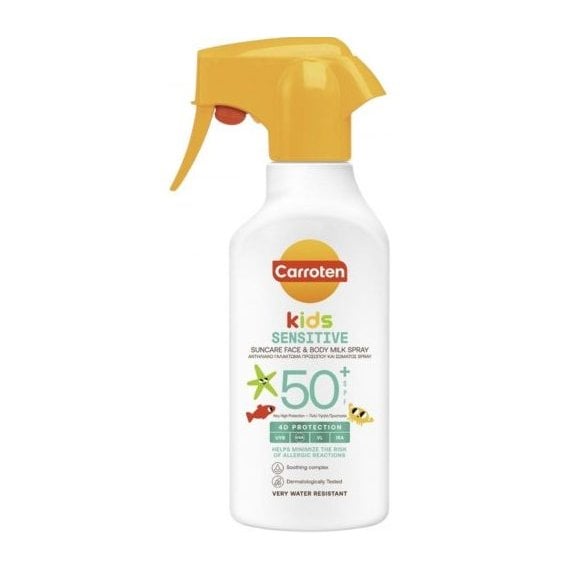 Carroten Sensitive Слънцезащитно спрей мляко за деца за лице и тяло SPF50+