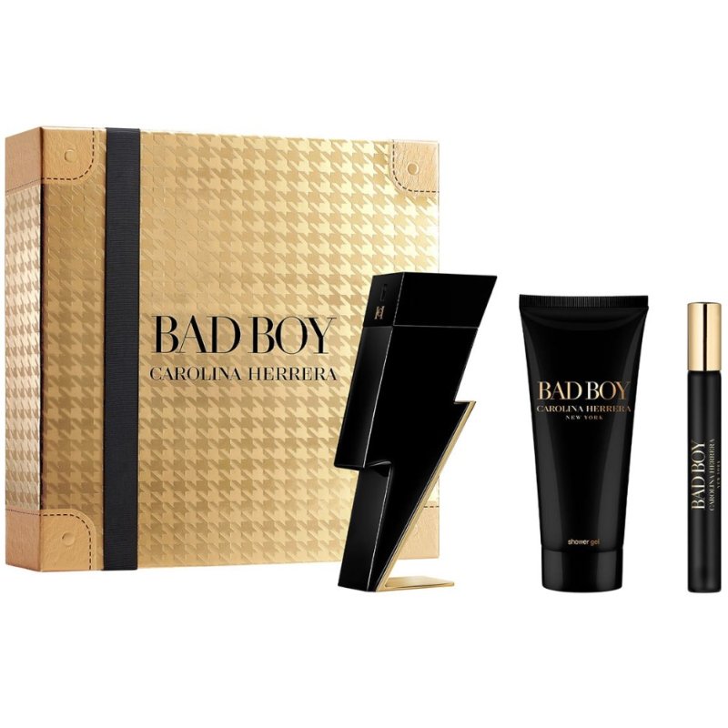 Carolina Herrera Bad Boy Подаръчен комплект за мъже, Размер EDT 100 + 100 ml душ гел + EDT 10 ml