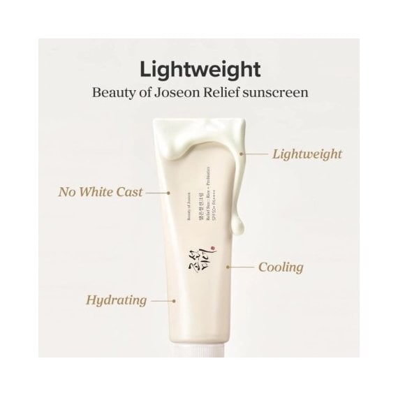 Beauty of Joseon Relief Sun: Rice + Probiotics SPF50+PA++++ слънцезащитен крем за лице с екстракт от ориз и пробиотици