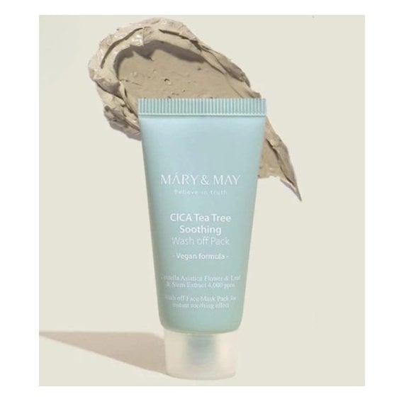 Mary & May Cica Tea Tree Soothing Wash Off Pack Успокояваща глинена маска за лице с азиатска центела
