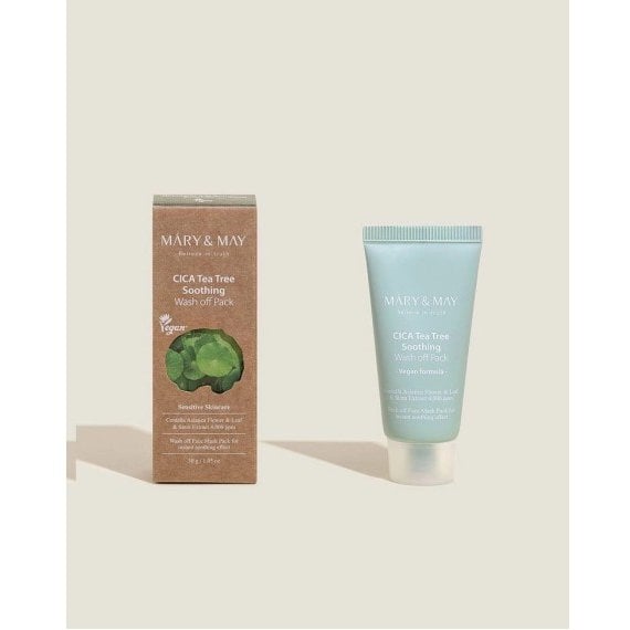 Mary & May Cica Tea Tree Soothing Wash Off Pack Успокояваща глинена маска за лице с азиатска центела