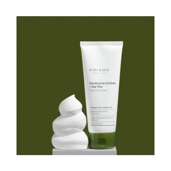 Mary & May Houttuynia Cordata + Tea Tree Cleansing Foam Почистваща пяна за лице с хутиния и чаено дърво