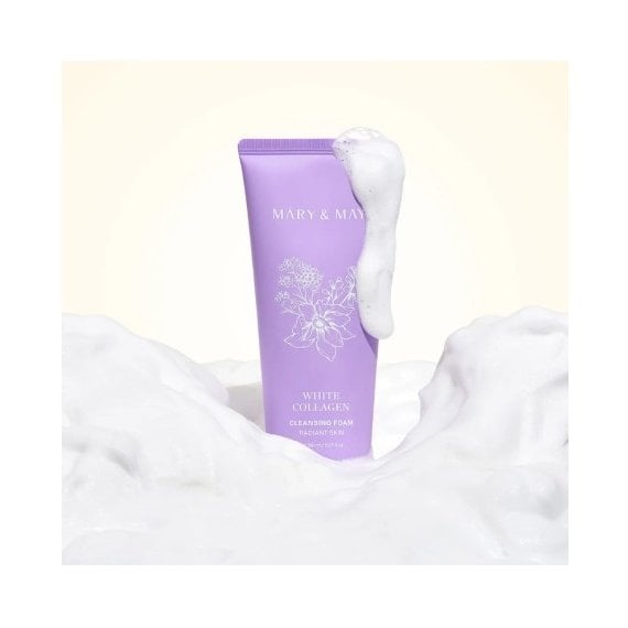 Mary & May White Collagen Cleansing Foam почистваща пяна за лице с морски колаген