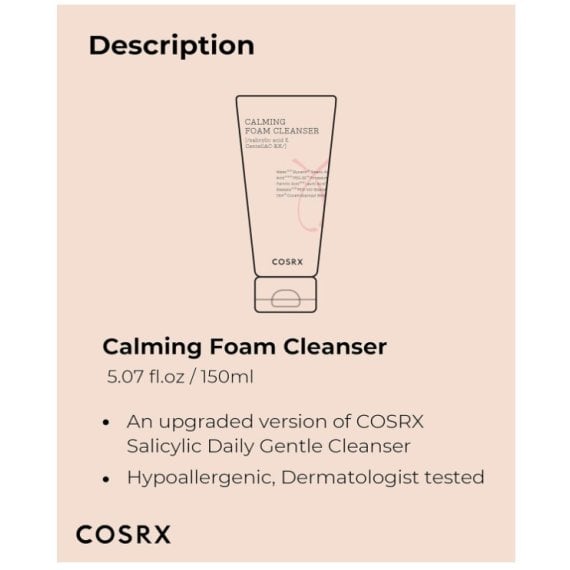 Cosrx AC Collection Calming Foam Cleanser Успокояваща пяна за лице със салицилова киселина и азиатска центела