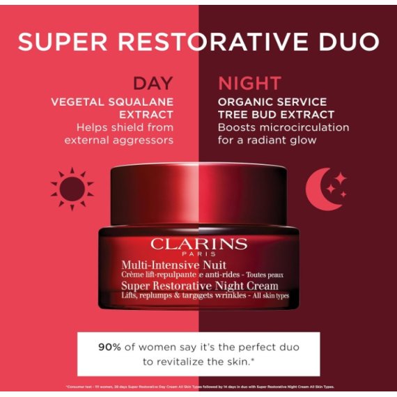 Clarins Super Restorative Night Cream Нощен възстановяващ крем против бръчки за зряла кожа с лифтинг ефект