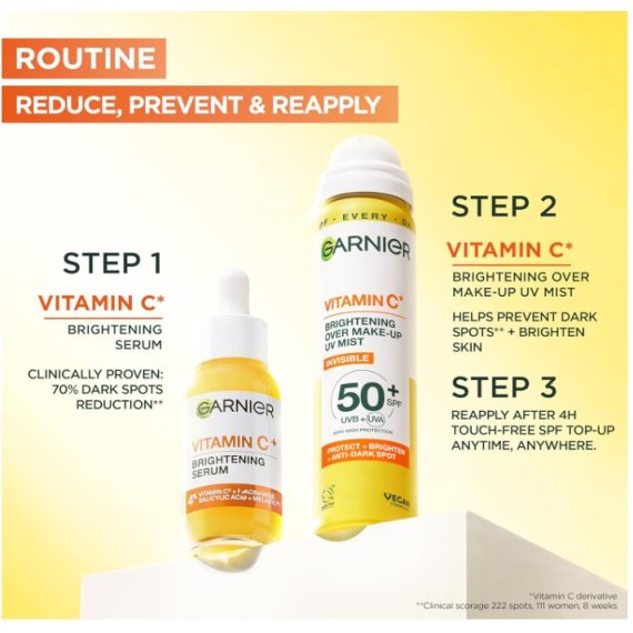 Garnier Skin Naturals Vitamin C Over Make-Up UV Mist SPF50+ Слънцезащитен спрей за лице