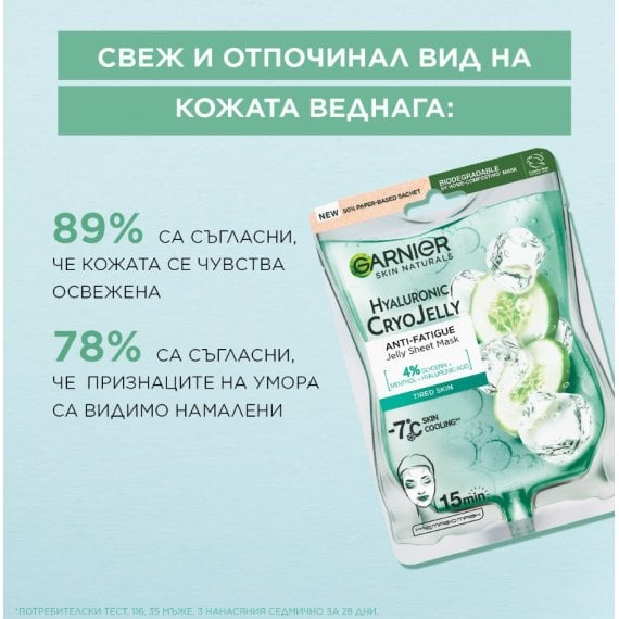 Garnier Skin Naturals Hyaluronic Cryo Jelly Гел лист маска за лице