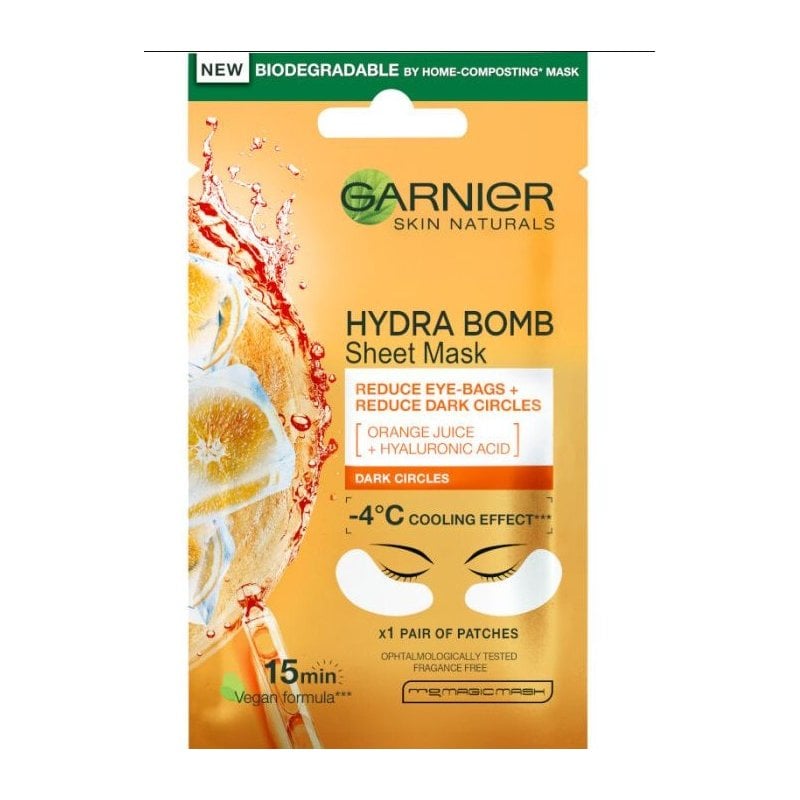 Garnier Skin Naturals HYDRA BOMB Памучна маска срещу тъмни кръгове под очите