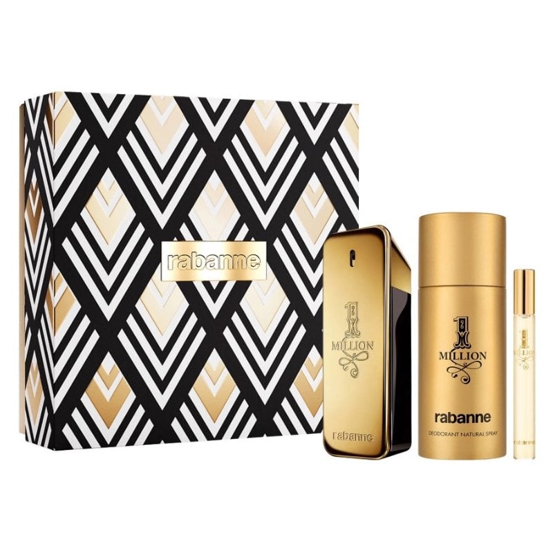 Rabanne 1 Million Подаръчен комплект за мъже, Размер EDT 100 ml + 150 ml дезодорант спрей + EDT 10 ml