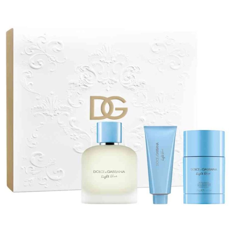 Dolce & Gabbana Light Blue подаръчен комплект за мъже, Размер EDT 100 ml + 75 ml стик + 50 ml душ гел