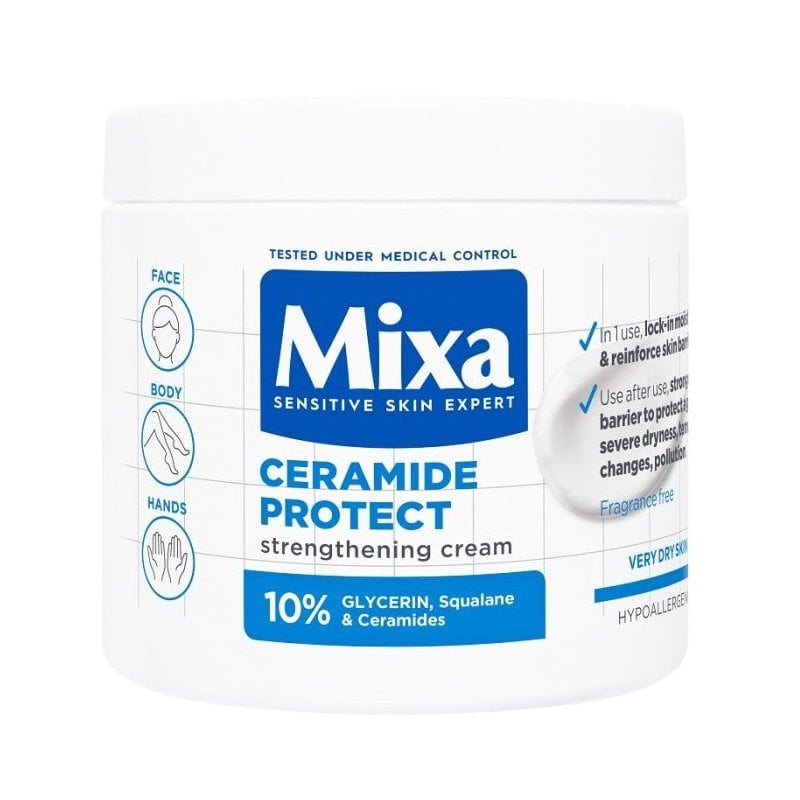 Mixa Ceramide Protect Укрепващ крем за лице, тяло и ръце за много суха кожа