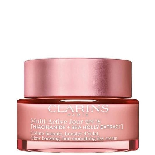 Clarins Multi Active Day Cream All Skin types SPF 15 NEW Formula Озаряващ изглаждащ бръчките крем за лице за всеки тип кожа